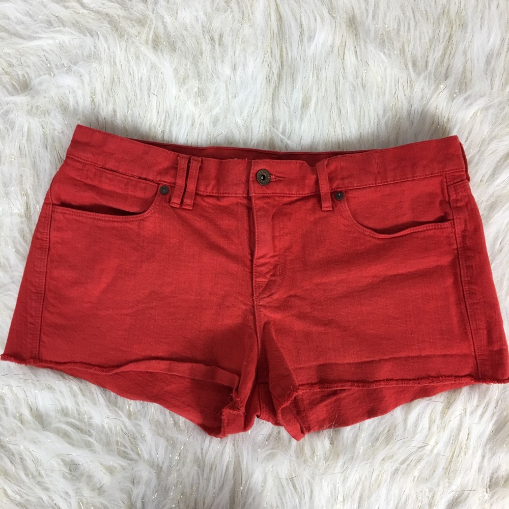 Madewell Red Denim Cut Off Shorts Size 29